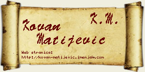 Kovan Matijević vizit kartica